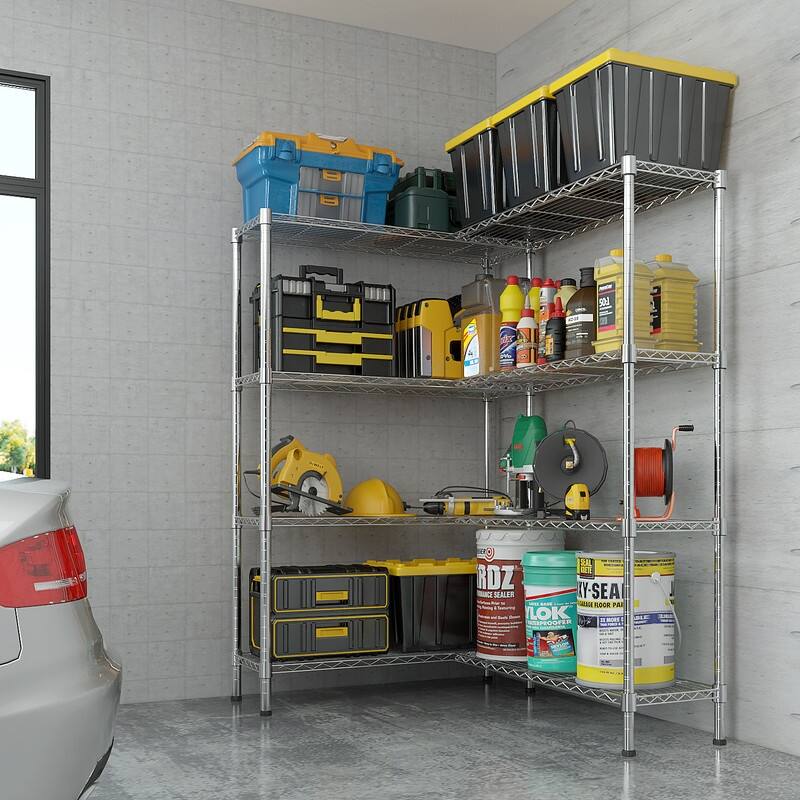 62.9''W Adjustable Storage Shelves NSF Wire Shelving Unit Multiple rows Shelving for Storage Rack Shelves - Silver - 4 floors and 2 rows