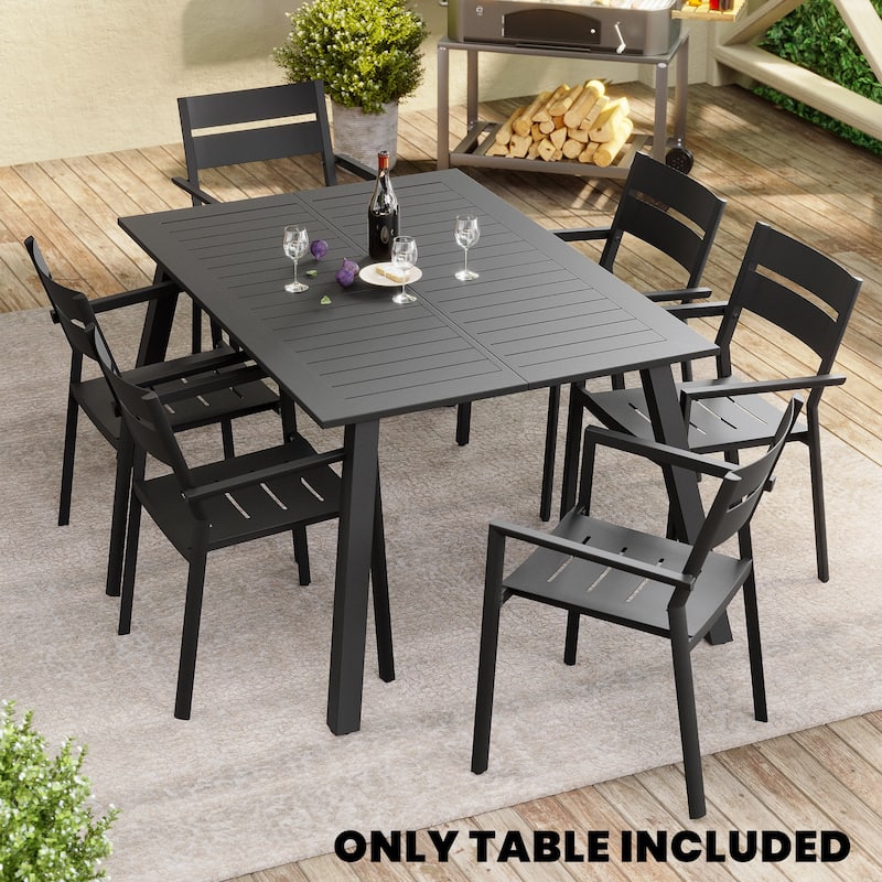 Outdoor All-Weather Aluminum Patio Square Dining Table with Umbrella Hole