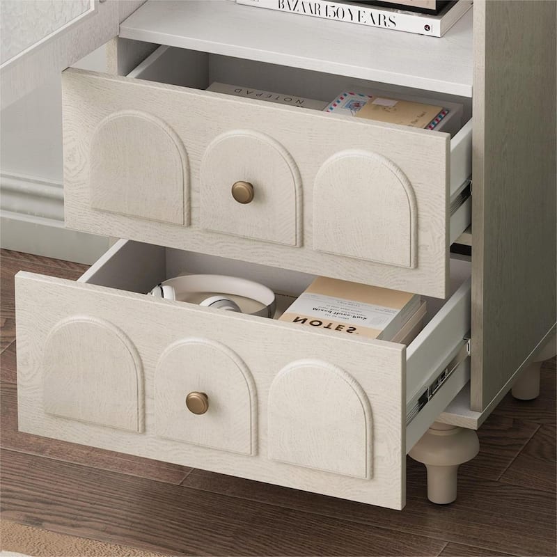 Tall Storage Cabinet Display Cabinet with Tempered Glass Door and an Adjustable Shelf