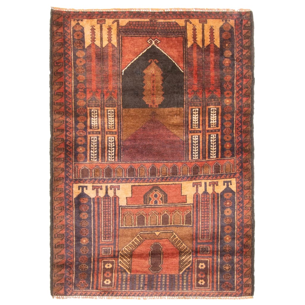 ECARPETGALLERY Hand-knotted Teimani Red Wool Rug - 2'10 x 4'0