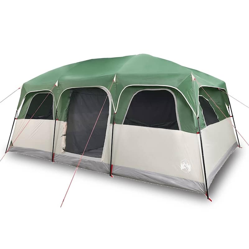 vidaXL Family Tent Cabin 10-Person Green Waterproof - 191.7" x 131.9" x 87.8"/85.8"