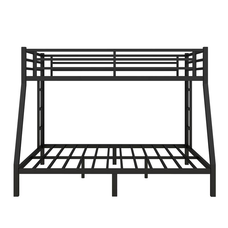 Metal Bunk Bed with Dual Ladders, Noise-Free Sleep, Space-Saving Storage & Safety Guardrails