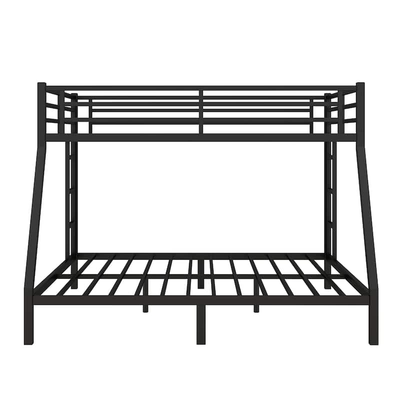 Metal Bunk Bed with Fence, Ladder, Space-Saving and Noise Reduced for Teens and Adults