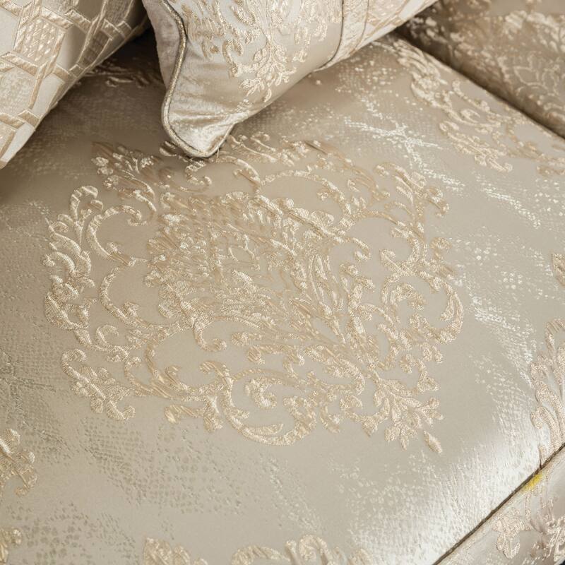 Furniture of America Omira USA Made Traditional 3-Seater Beige and Dark Cherry Sofa