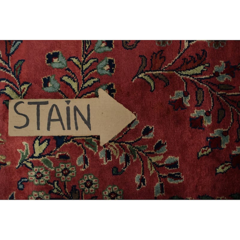 Hand Knotted Oriental 100% Wool Carpet Traditional Floral Red Sarouk Area Rug - 11' 9'' X 7' 9''