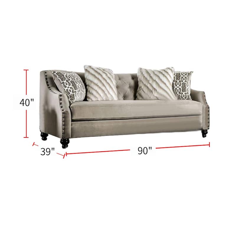 Small Burlap Weave Sofa with Single Cushion Seat in Light Brown