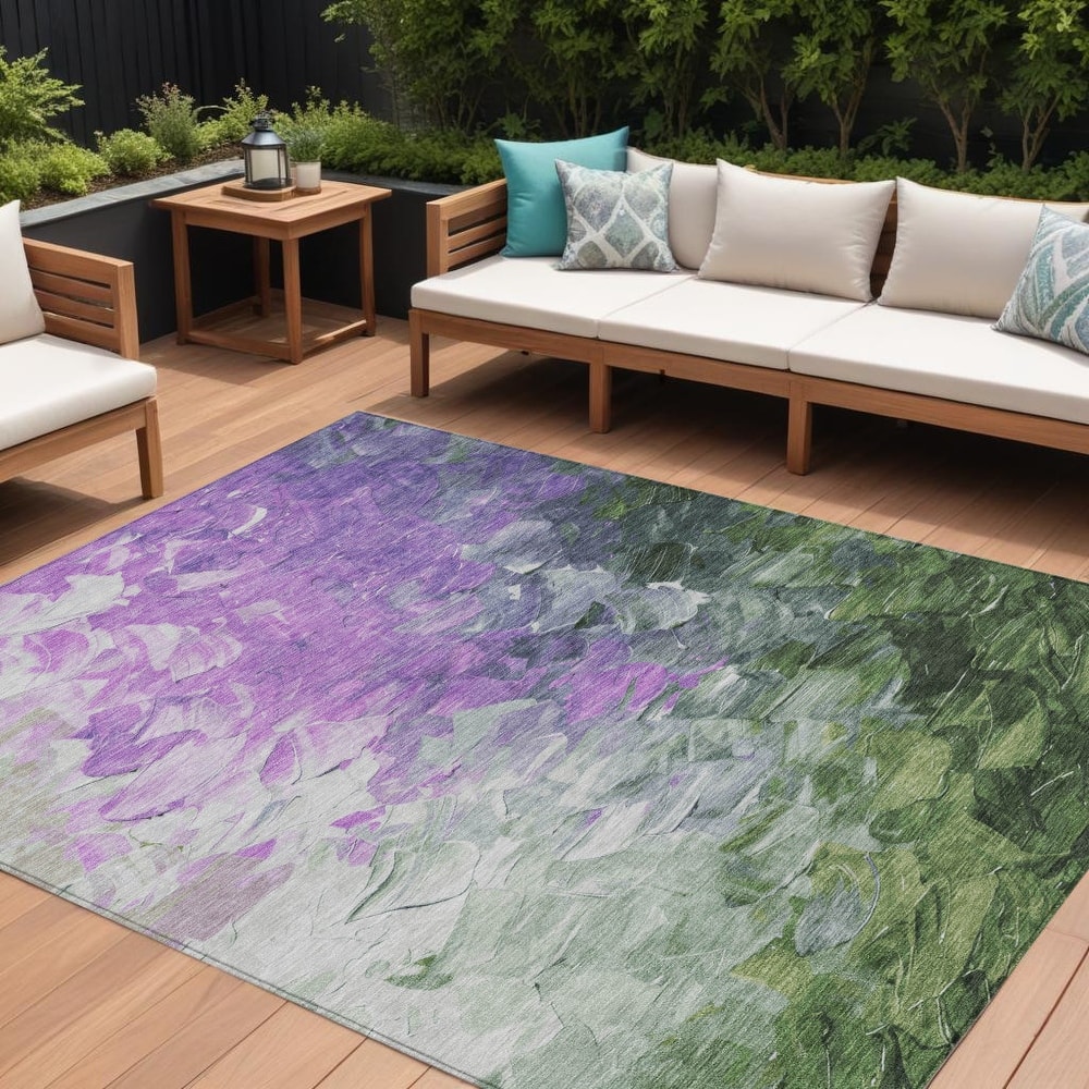 HomeRoots Abstract Transitional Rectangle Outdoor Rug