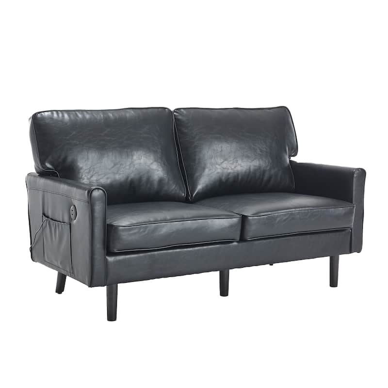 Loveseat Sofa,Mid Century Modern Love Seat, 2 Seater Sofa Couches For Living Room,Small Couch With Usb & Removable Pillow Cover