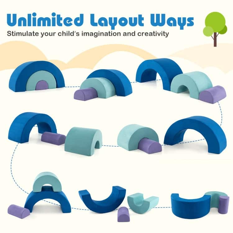 Multicolor Suede Foam Rainbow Arc Climber Set for Kids 3+ Years - Multi Color - 47" × 20" × 24"