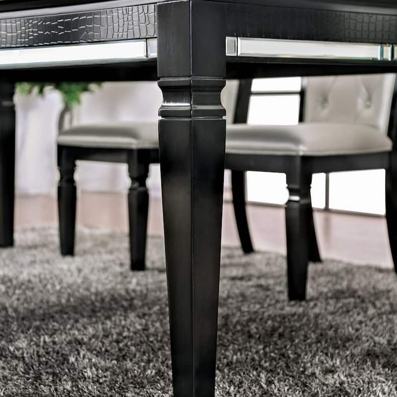Silver Orchid Amann Contemporary Black 84-inch Glass Top Dining Table
