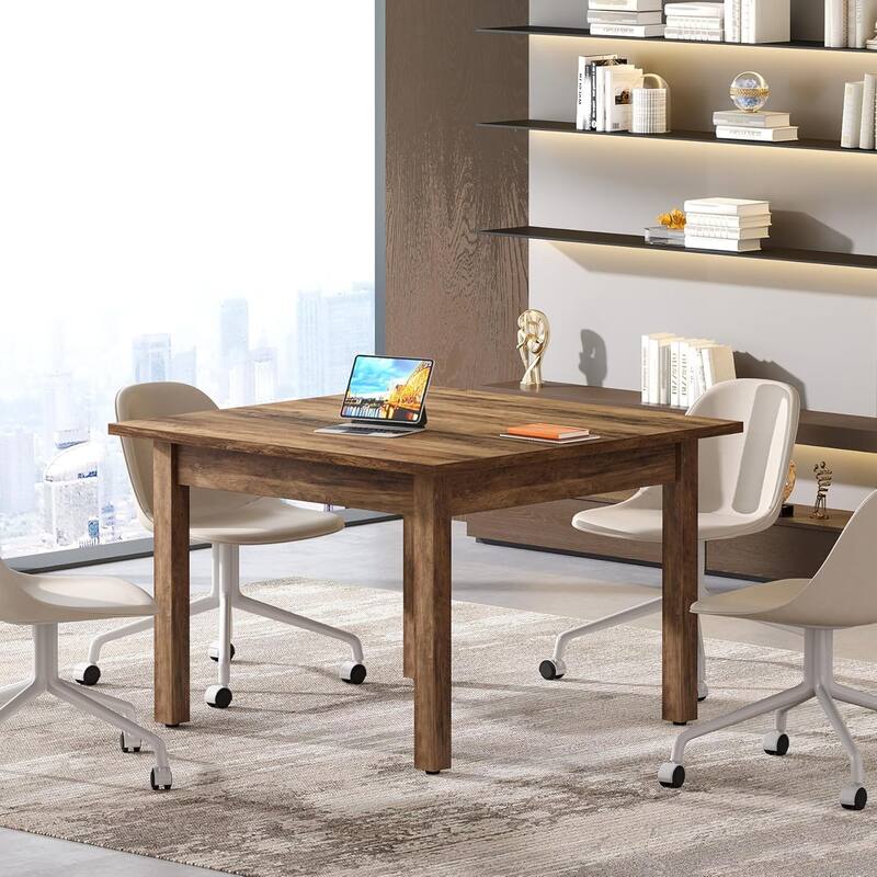 Modern Minimalist Wood 4-Person Square Conference Table/Desk for Meeting Room Seminar Room Boardroom