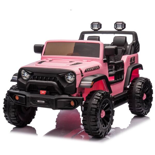 slide 2 of 80, 2-seater Kids Ride On Electric Car W/parents control,light&rear searchlight,Power display, Four-wheel suspension Pink Pink
