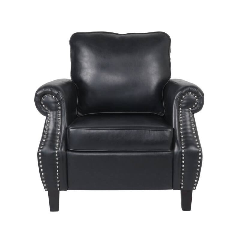 Leather Chair Club Chair Black Dressing Chair Sofa Side Chair Reception Chair Club Chair with Nailhead Trim