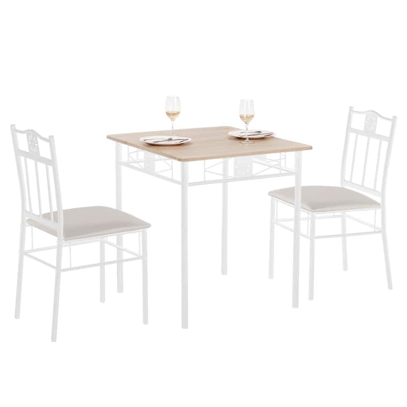 VECELO 3/5-piece Modern Dining Table and Chairs Set with PU Leather Seats Space Saving Dining Set