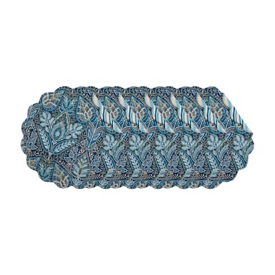 Bailey Blue Round Quilted Placemat Set 6