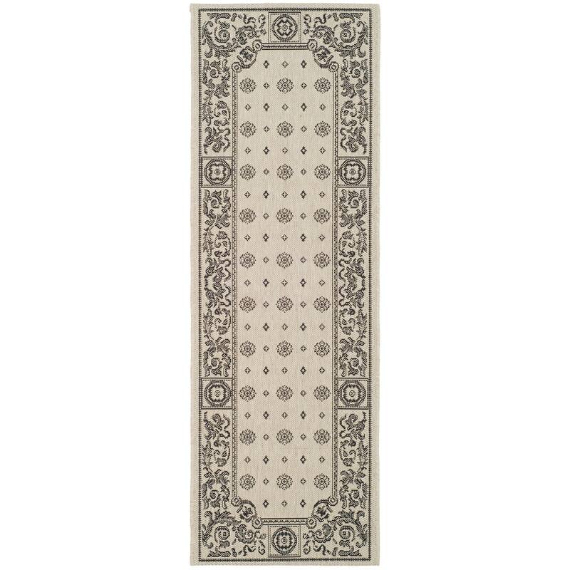 SAFAVIEH Courtyard Beverley Indoor/ Outdoor Waterproof Patio Backyard Rug - 2'3" x 6'7" Runner - Sand/Black