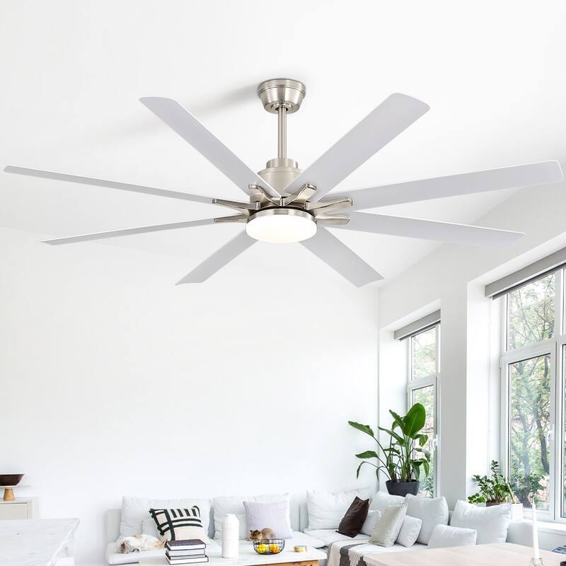 Sofucor 52"/66"/72"/76 Inch Modern Ceiling Fan with Dimmable LED Light ,Remote&APP Control,8 Blades for Large Living Room,Porch