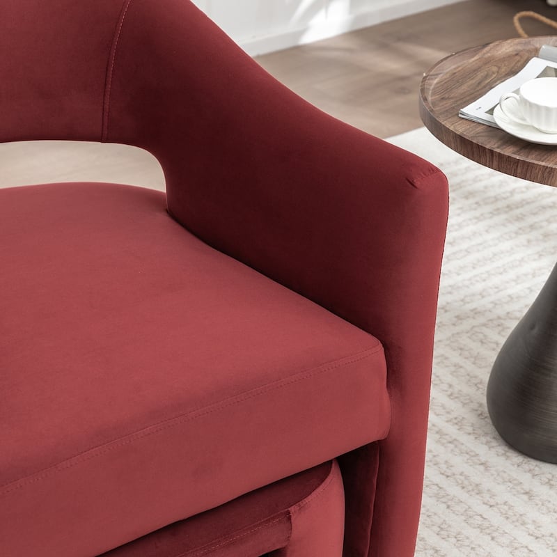 SEYNAR Modern Glam Velvet Accent Armchair Open Back with Ottoman