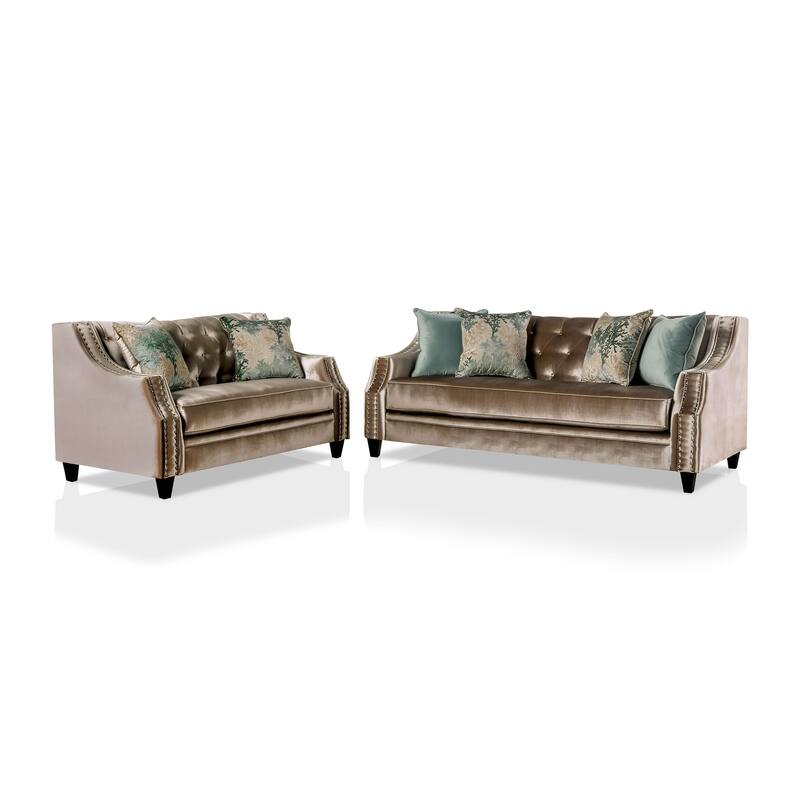 Vynn Transitional Chenille Sloped Arms 2-Piece Living Room Set by Furniture of America