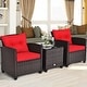 preview thumbnail 78 of 81, Costway 3PCS Patio Rattan Furniture Set Cushioned Conversation Set - See Details