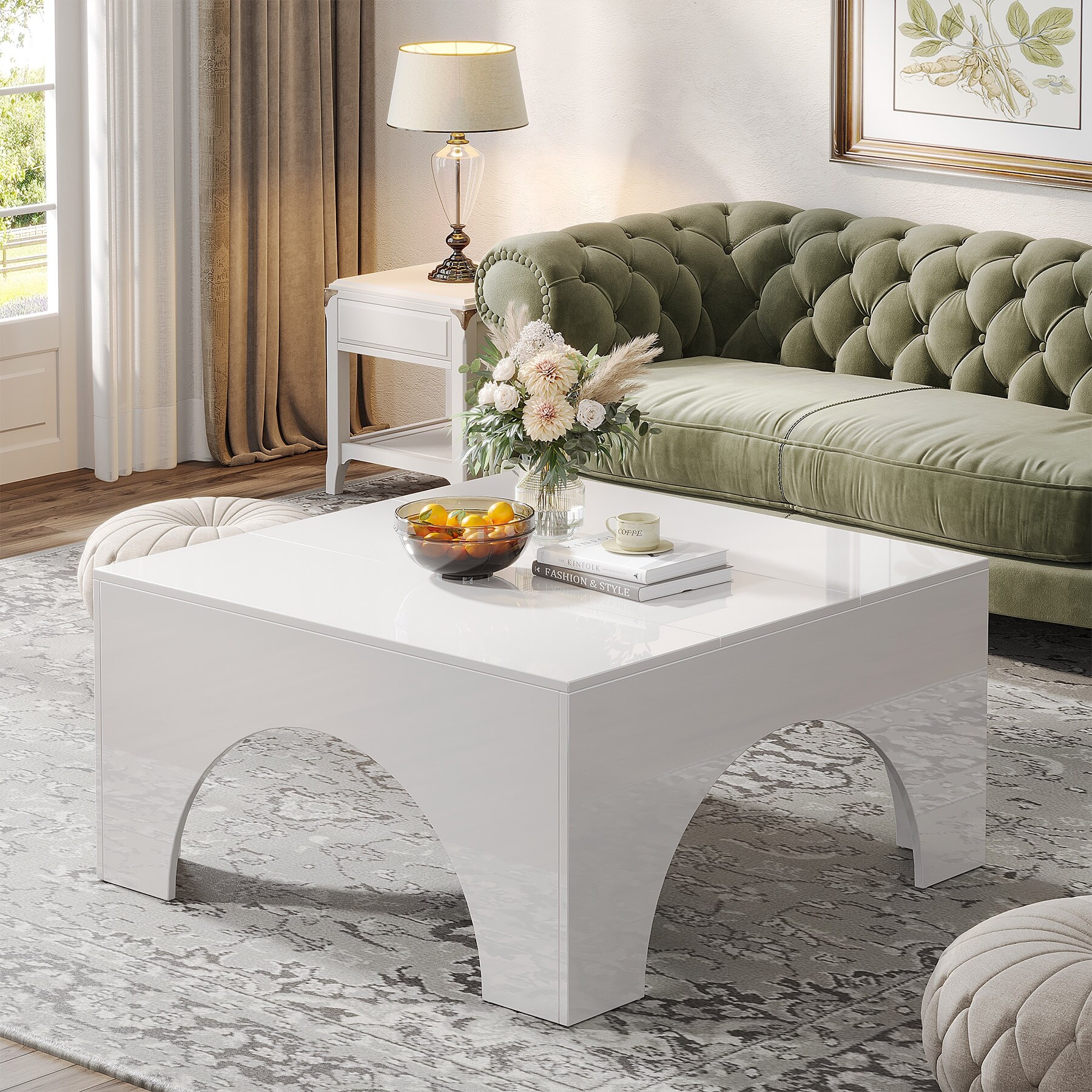 White gloss square coffee table discount