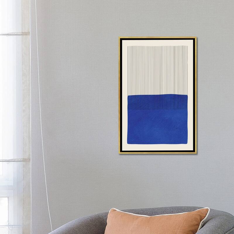 iCanvas "Blue Matisse Vertical Lines" by EmcDesignLab Framed Canvas Print