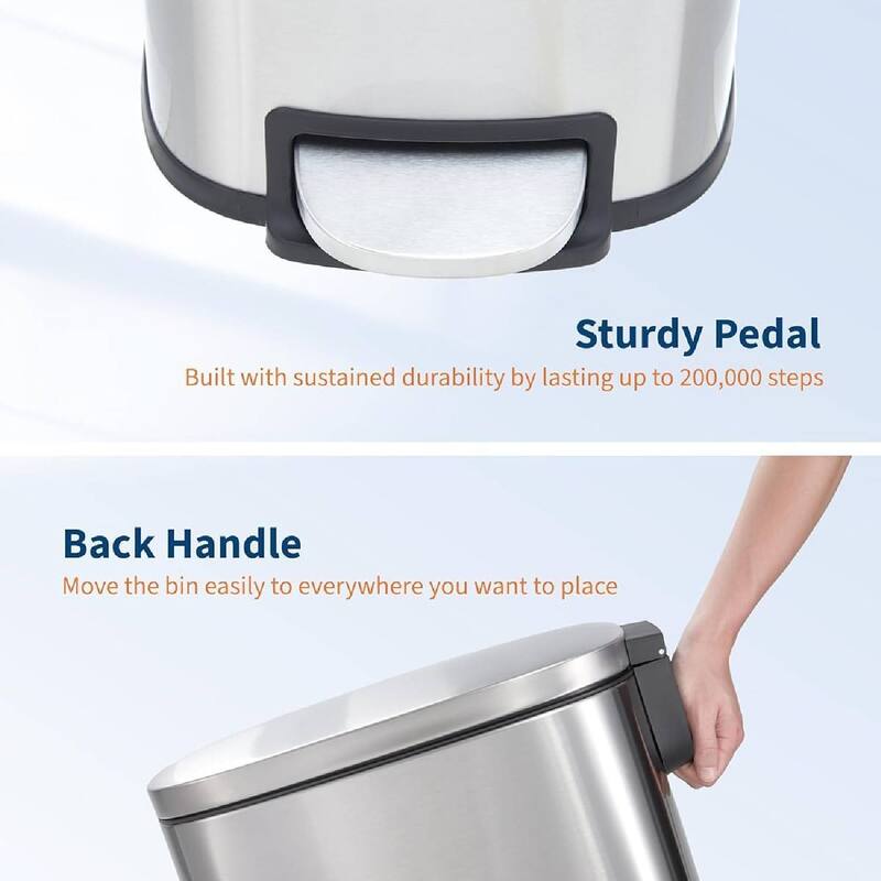 13 Gallon/ 50 Liter Slim Stainless Steel Garbage Bin, Trash Can for Kitchen Bathroom