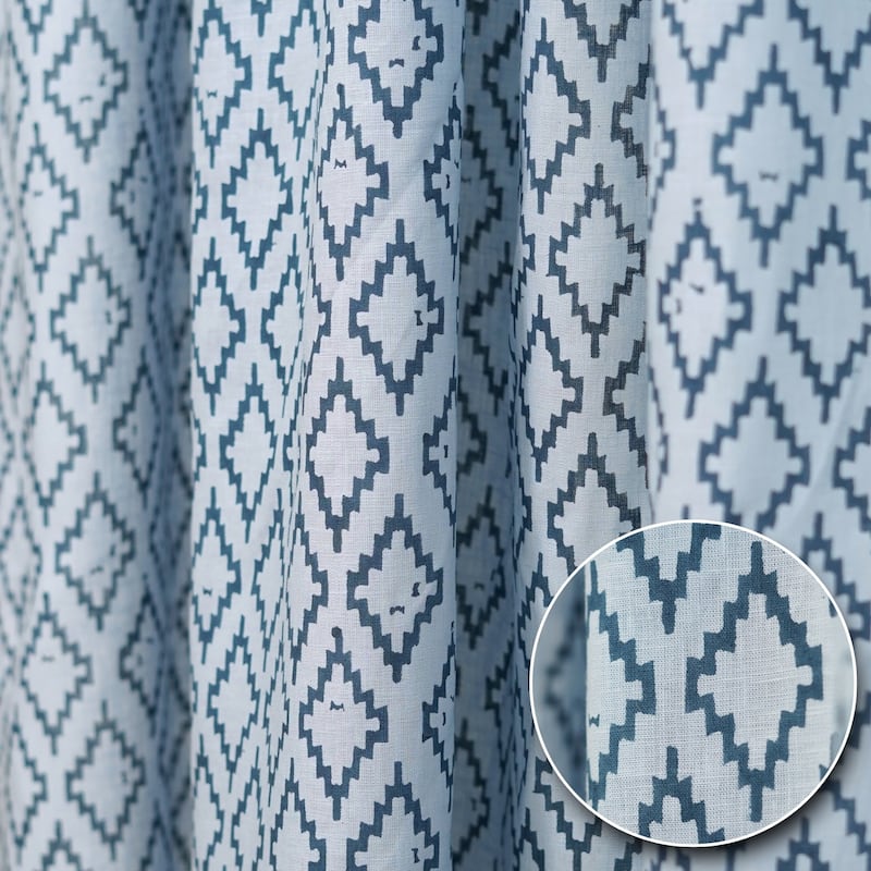 Fabdivine Handmade Block Print Floral Curtain Perfect for Room or Window Décor