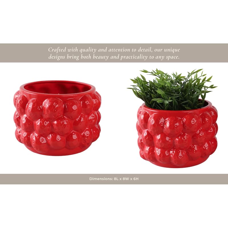 Textured Stoneware Ceramic Planter with Sculpted Bulbous Design