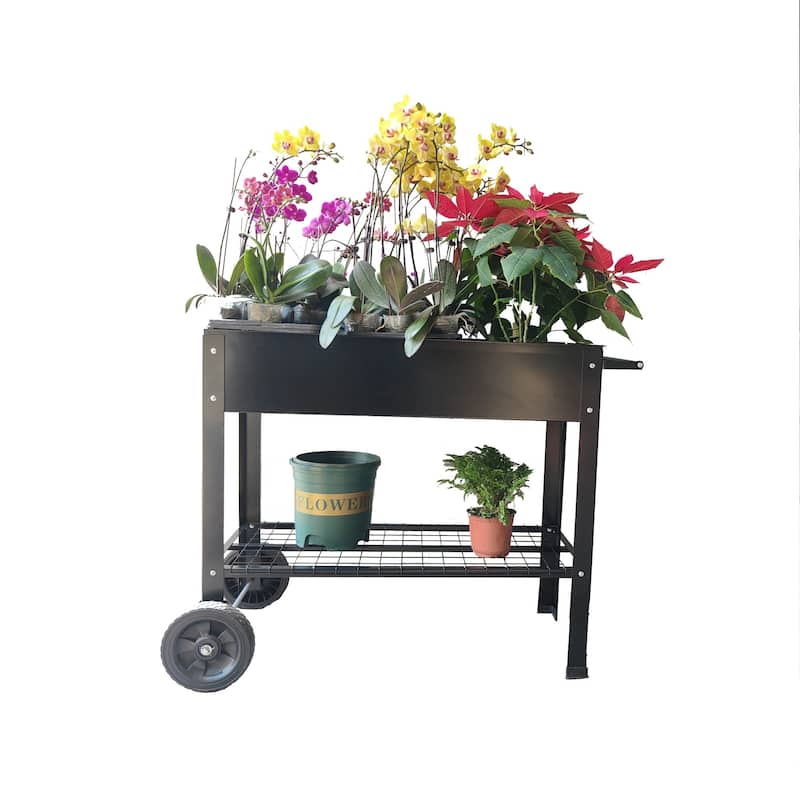 Metal Raised Garden Bed on Wheels for Outdoor Use
