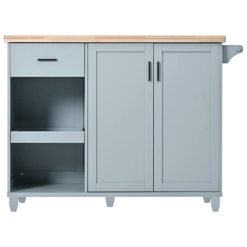 Kitchen Island with Foldable Counter Top, Kitchen Storage Cart with Towel Rack Drawer, Rolling Kitchen Cart on Wheels