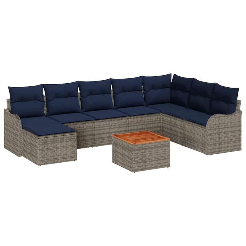 vidaXL 9 Piece Garden Sofa Set with Cushions - 113.2×69.9×27.2