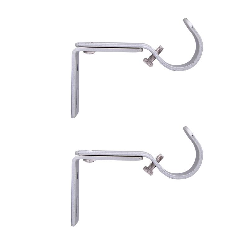Kenney® 1" Adjustable Curtain Rod Mounting Brackets, Set of 2, Dark Brown - Satin Nickel