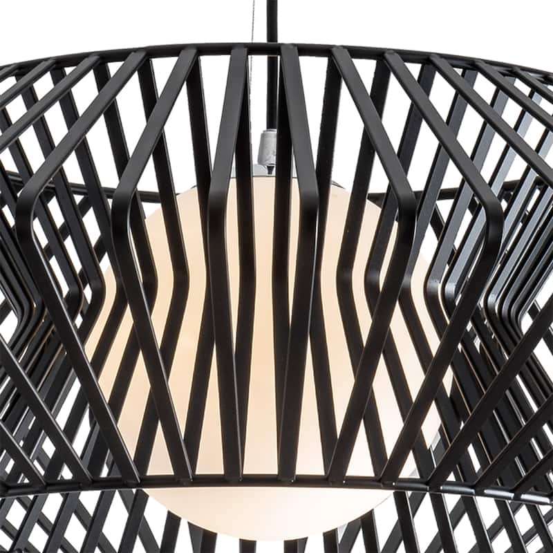 Bibiana 1 Light Black Geometric Metal Glass Shade Pendant Chandelier