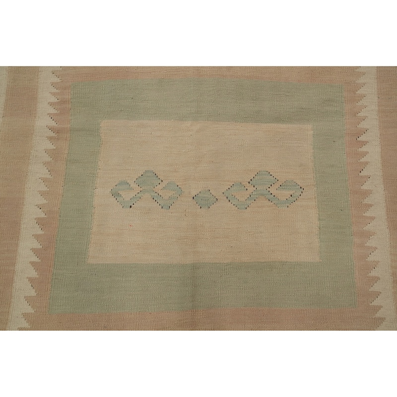 Hand Woven Oriental 100% Wool Carpet Southwestern Tribal Multi-Colored Kilim Area Rug - 11' 6'' X 9' 4''