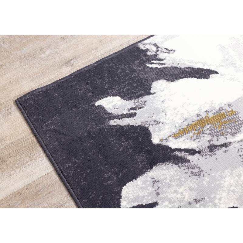 Florence Collection - Grey/Yellow Floral Rug - 4'7" x 6'7"