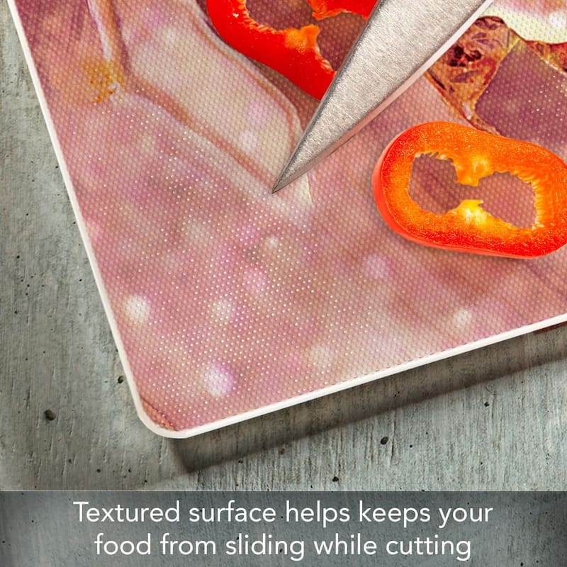 Blush Marble Print 3mm Heat Tolerant Tempered Glass Cutting Board 15” x 12” Manufactured in the USA Dishwasher Safe