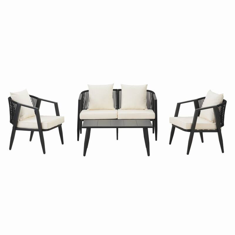 4-Piece Outdoor Seating Groups with Removable Cushions for Patios Lawns and Poolsides