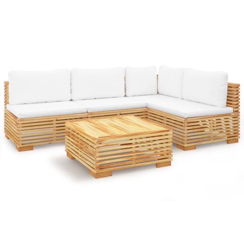 vidaXL 3 Piece Patio Lounge Set with Cushions Solid Wood Teak - 27.4" x 27.4" x 23.6"