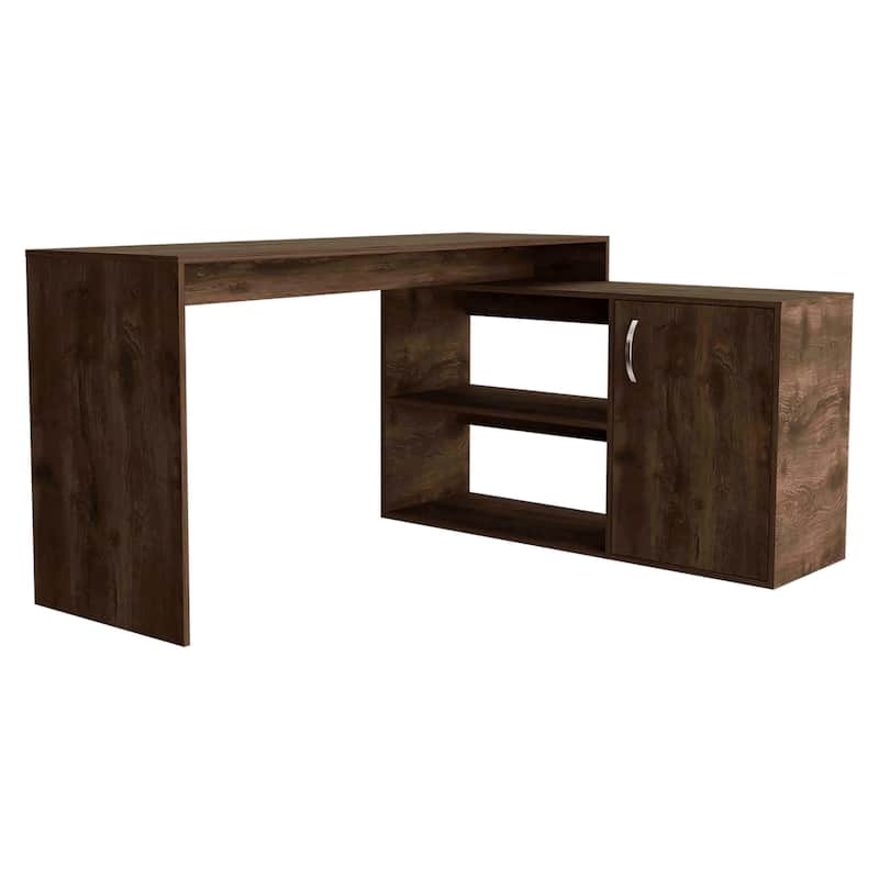 Modern L-Shaped Computer Desk with Open & Closed Storage