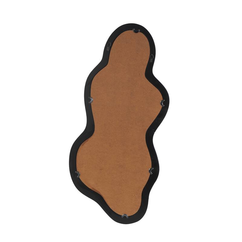 White or Black Wood Wavy Room Wall Mirror with Dimensional Frame