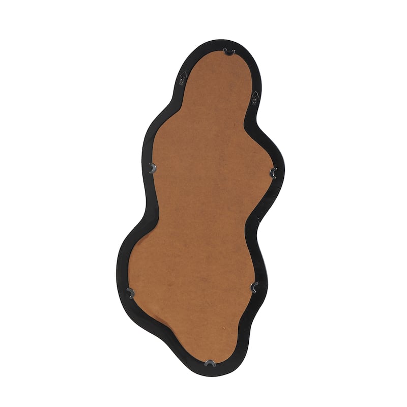 Wood Abstract Wavy Wall Mirror with Dimensional Frame - White or Black - Roche River Decor