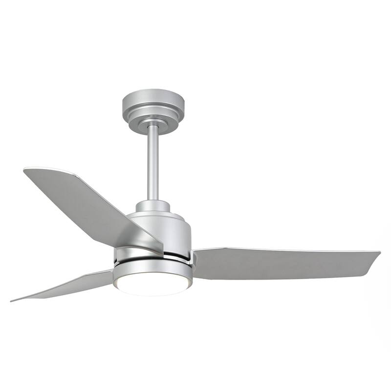 42" Modern Silver 3-Blades Ceiling Fan with Light and Remote, APP Control
