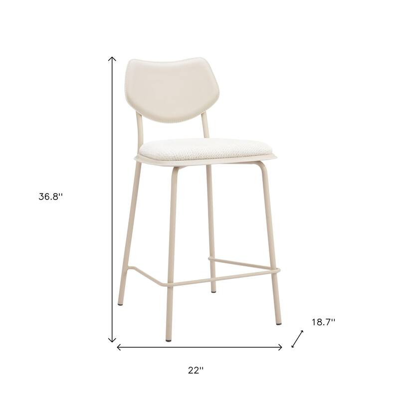 HomeRoots Set of Four 26" Light Gray Fabric Faux Leather and Steel Counter Height Bar Chairs