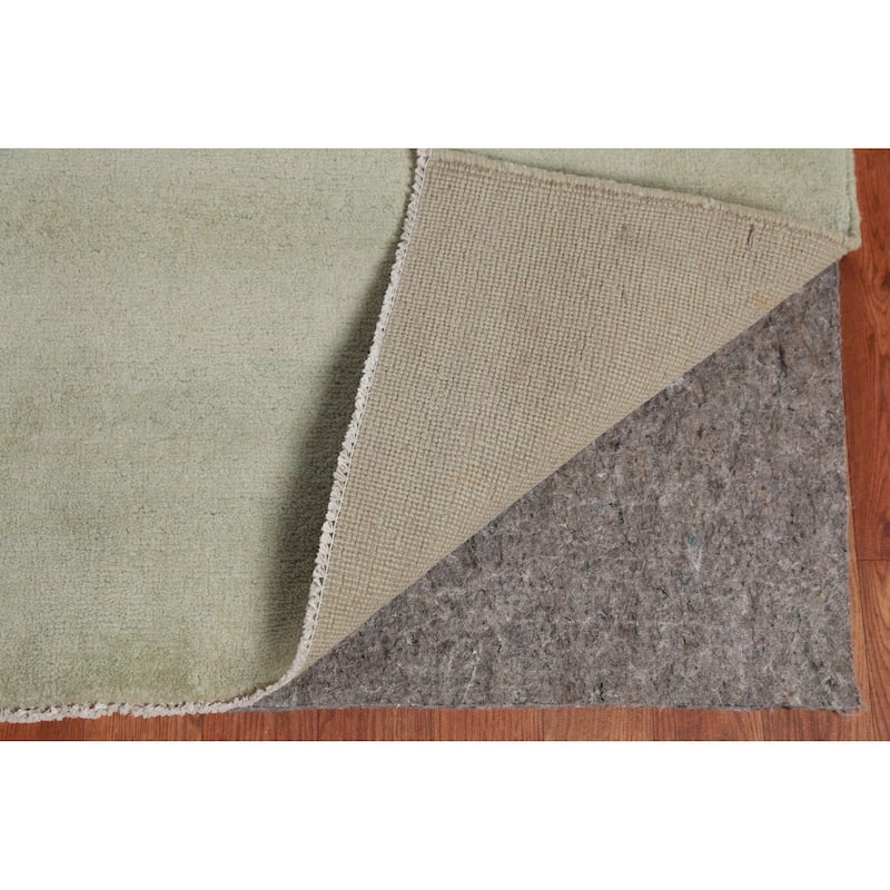 Hand Knotted Oriental 100% Wool Carpet Modern Solid Green Gabbeh Area Rug - 12' 7'' X 10' 1''