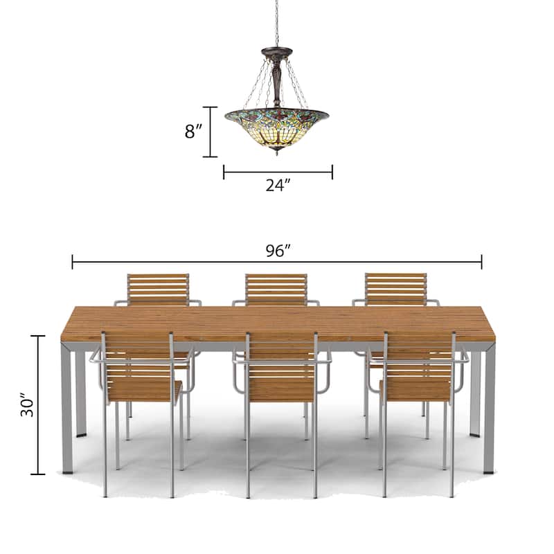 Ava River of Goods Multicolor Stained Glass and Metal 24-Inch Pendant Light with Adjustable Hanging Cord - 24" x 24" x 84"