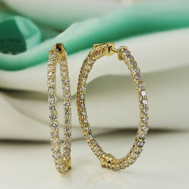 Auriya 14k Gold 3 3/4ctw Medium Diamond Hoop Earrings - 1.41-inch (J-K, I1-I2)
