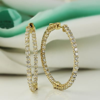 Auriya 14k Gold 3 3/4ctw Medium Diamond Hoop Earrings - 1.41-inch (J-K, I1-I2)