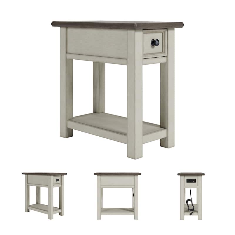 Signature Design by Ashley​ Bolanburg Casual Chair Side End Table, Gray/Antique White - 24"W x 14"D x 24"H