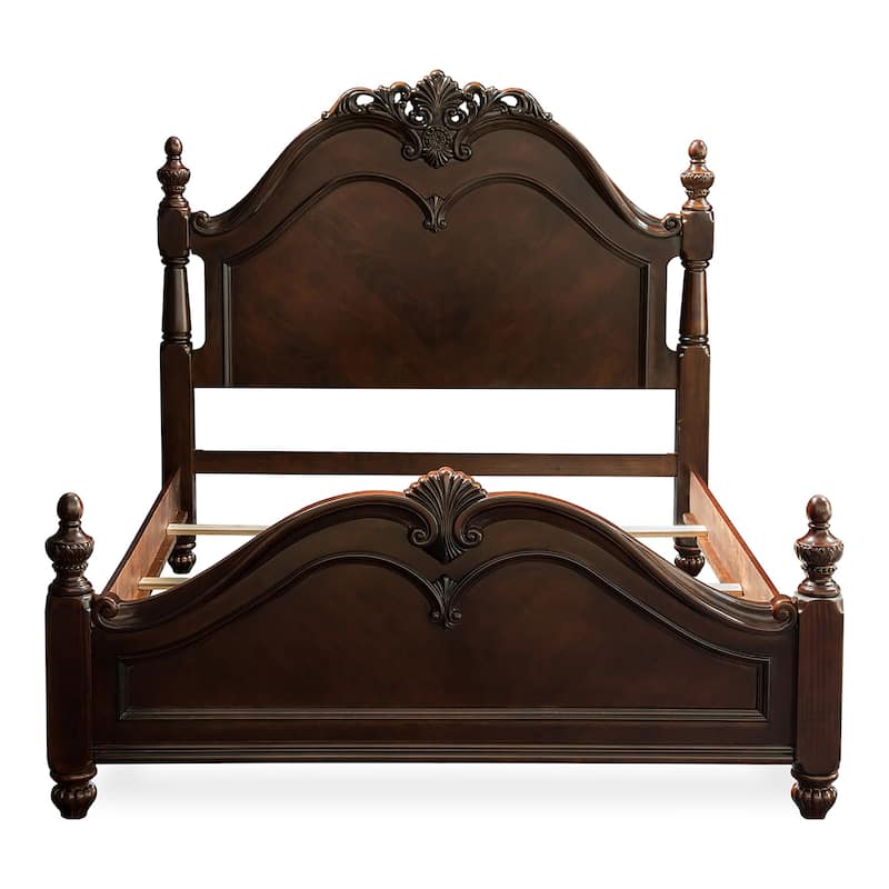 Furniture of America Diva Cherry Solid Wood Four Poster Bed
